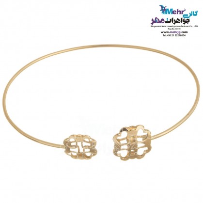 Gold Bangle Bracelet - Four Leaf Clover Design-MB0642
